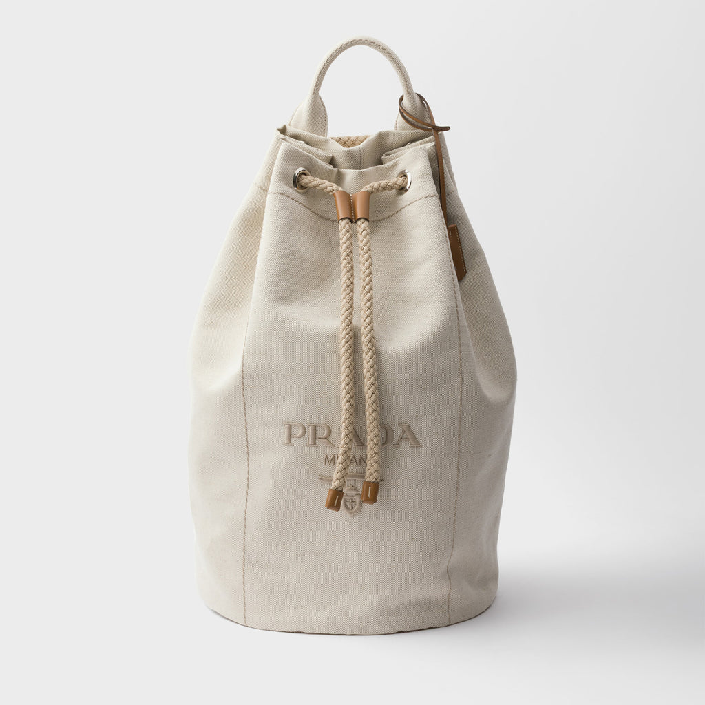 Prada Linen-blend Canvas Drawstring Travel Bag For Men Autumn/winter Fashion Trend Large Capacity Stylish Backpack Bags  2VY011_2CYA_F0216_V_OOO #81994A
