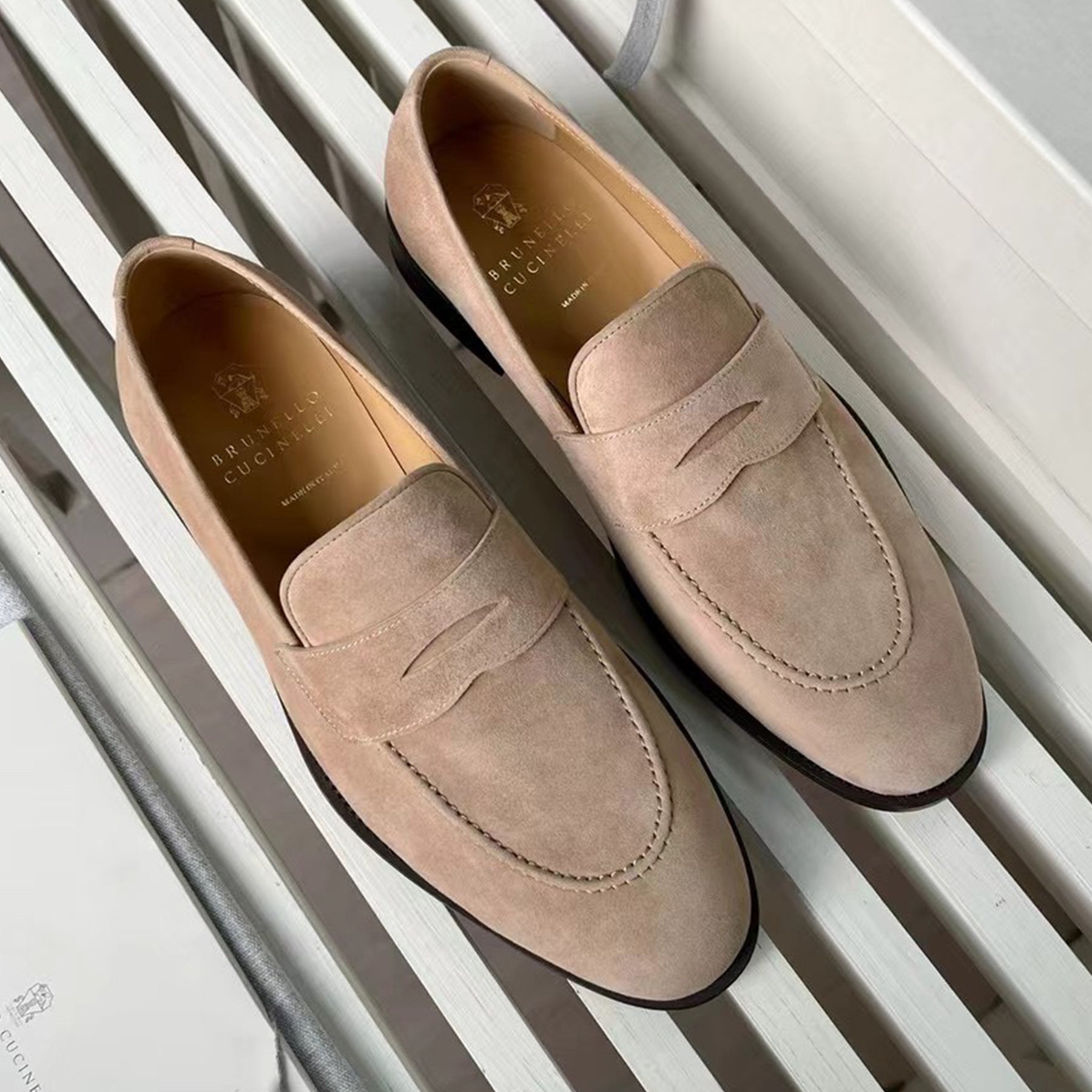 Brunello Cucinelli Men's Fall And Winter Suede Lefebvre Shoes Fashion Trend Business Casual One Foot Stirrup Lefebvre Shoes Temperament Driving Shoes Ngvp #2623