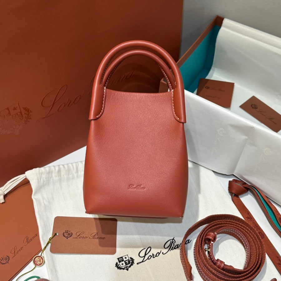 Loro Piana Women's Solid Color Detachable Shoulder Strap Cowhide Leather Single Shoulder Slanting Handbag Bag Bags #75417