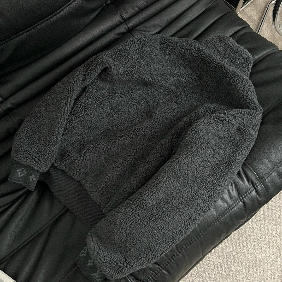 Louis Vuitton Men's Winter Fashion Casual High Neck Zipper Solid Color Fleece Jacket #79325