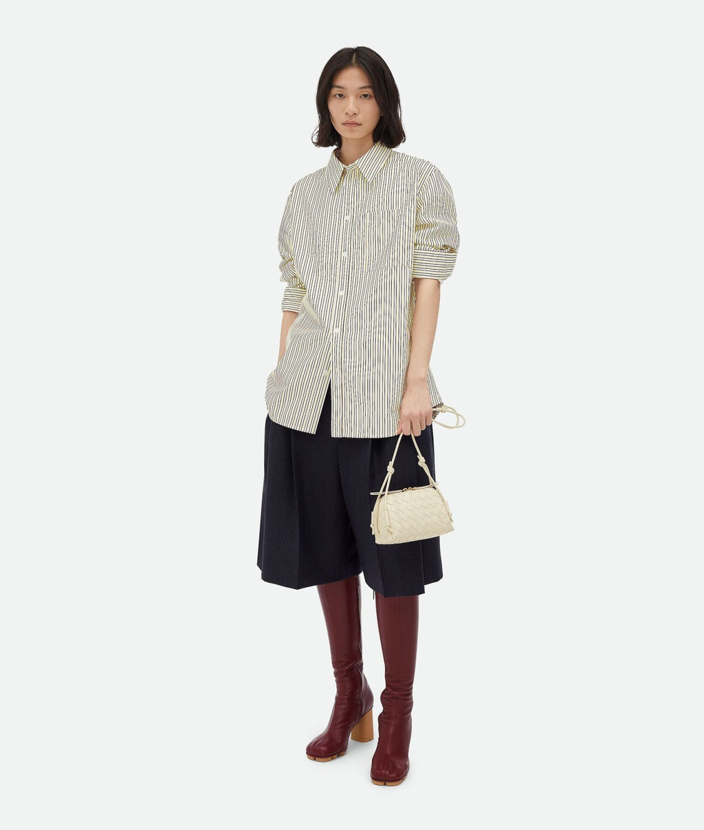 Bottega Veneta Women's Concert Intrecciato Weave Adjustable Tubular Shoulder Strap Sliding Knotted Sheepskin Clutch #332754