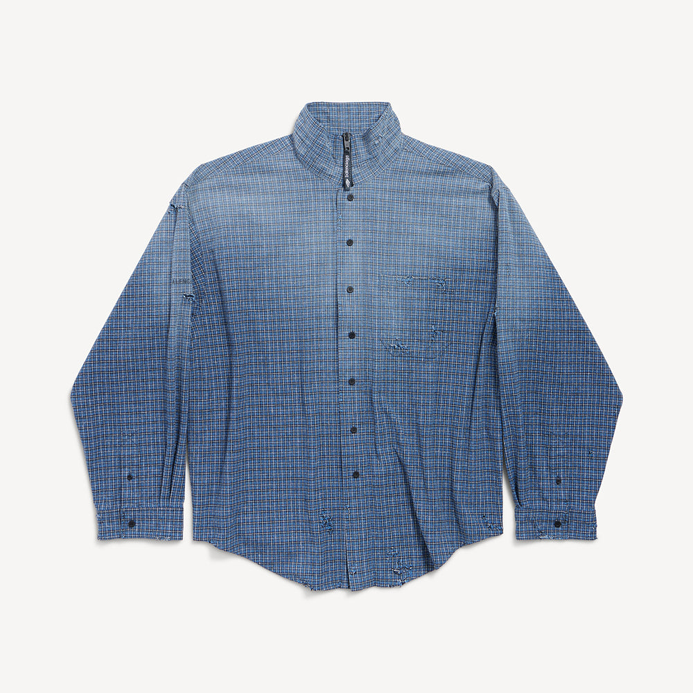 Balenciaga Men's Zip-up Shirt in Blue #375912