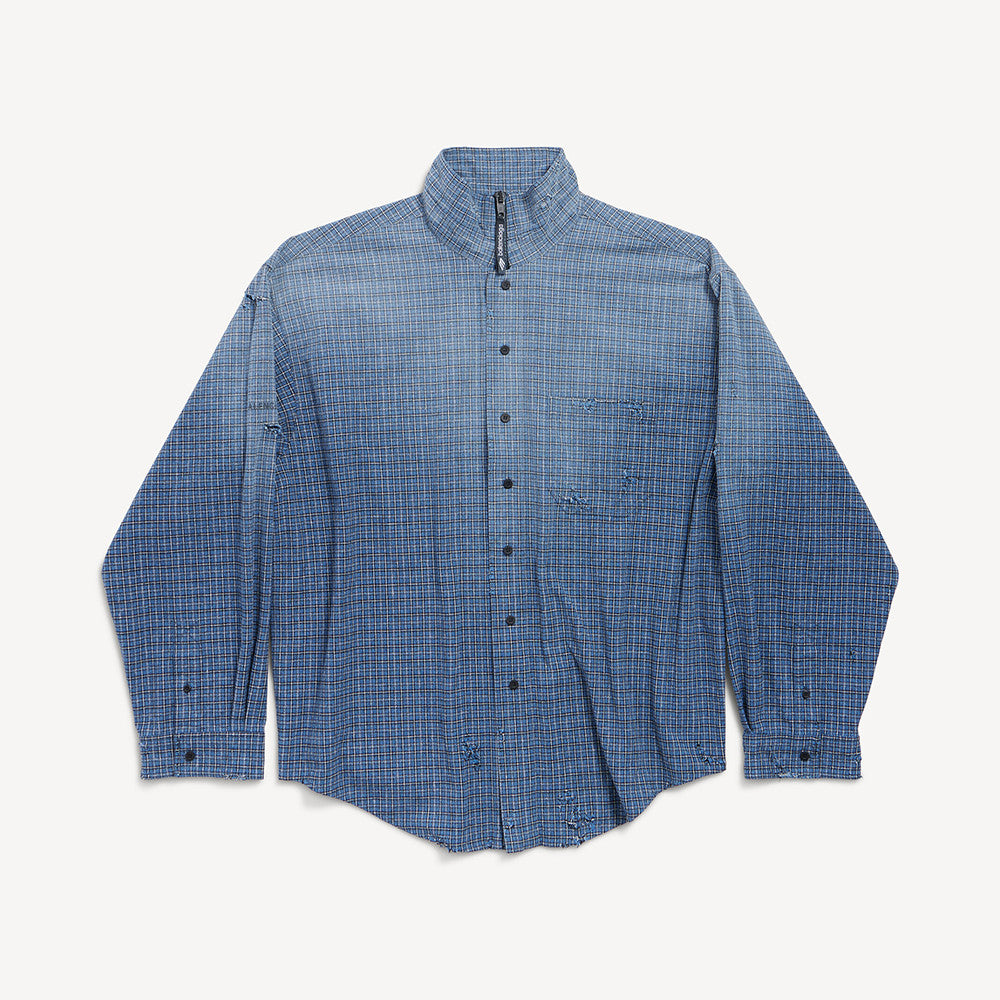 Balenciaga Men's Zip-up Shirt in Blue #375912