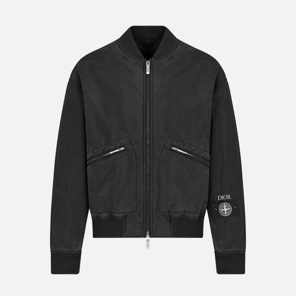 Dior X Stone Island Men's Spring Autumn Solid Color Letter Logo Pilot Zipper Long Sleeve Jacket Bomber Jacket #74685