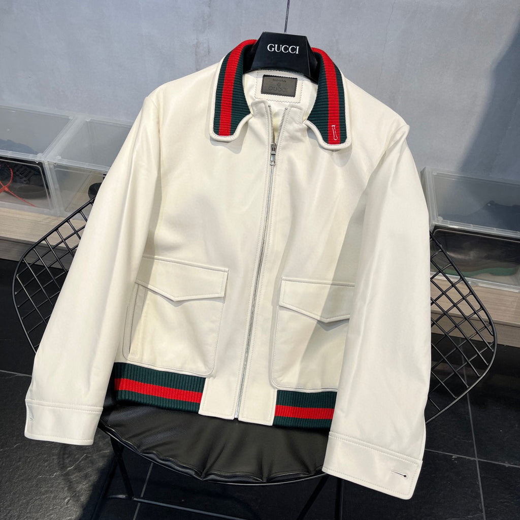 Gucci Leather Zip Jacket Coat #96132