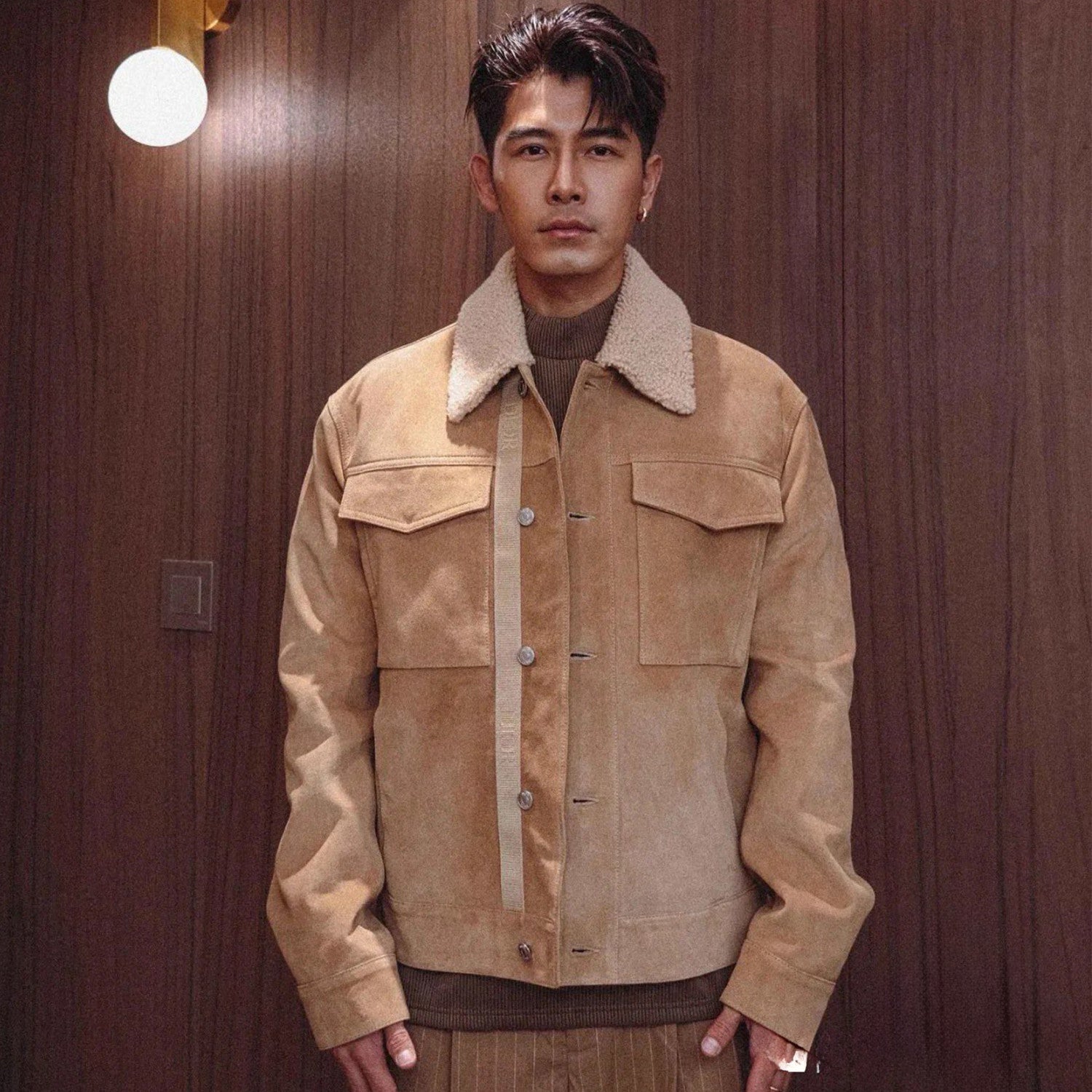 Dior Men's Autumn And Winter Solid Color Lapel Casual Single Breasted Cow Suede Lamb Collar Short Jacket #71272