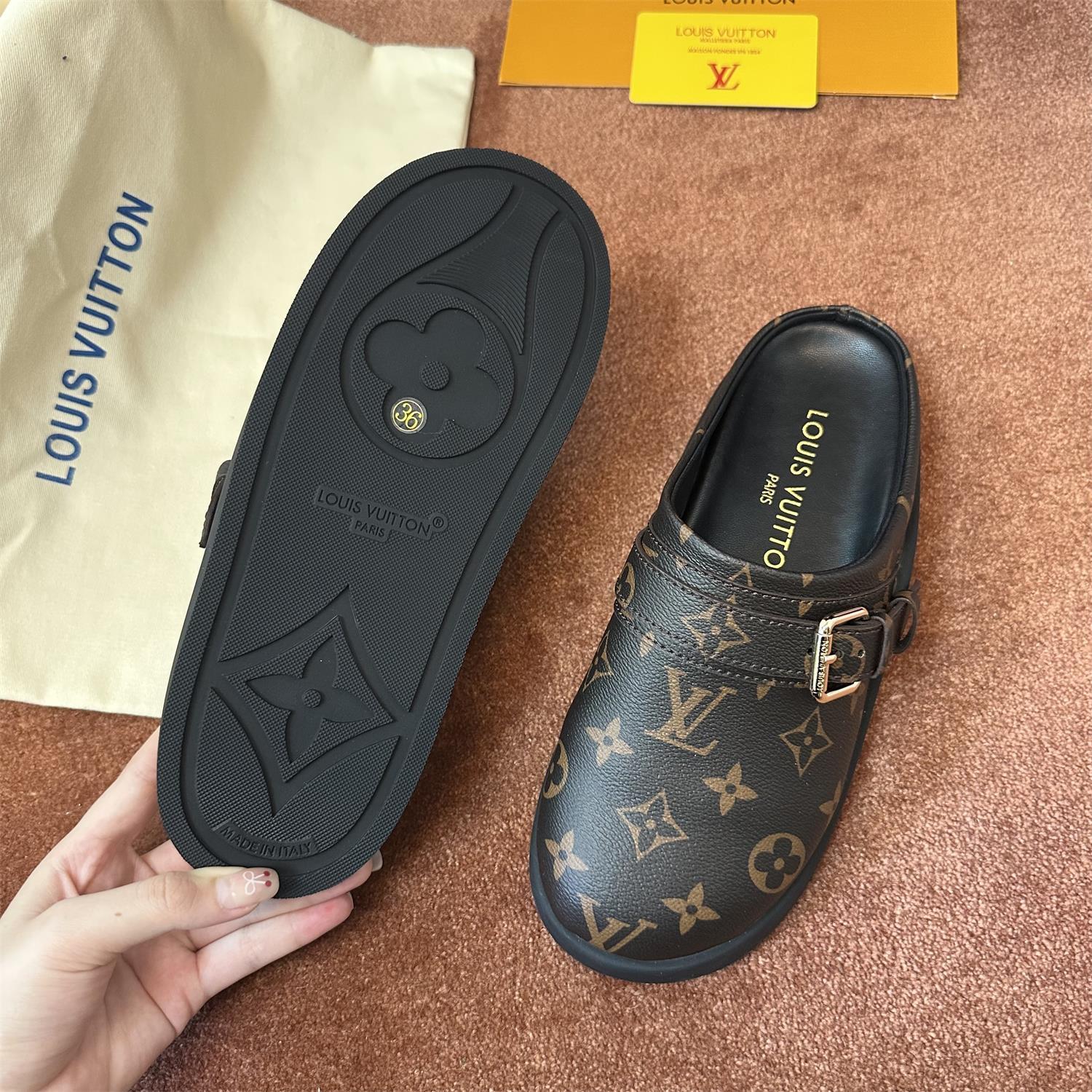 Louis Vuitton LV To-Go Comfort Women's Summer Alphabet Print Suede Leather Birkenstock Sandals Shoes #77536