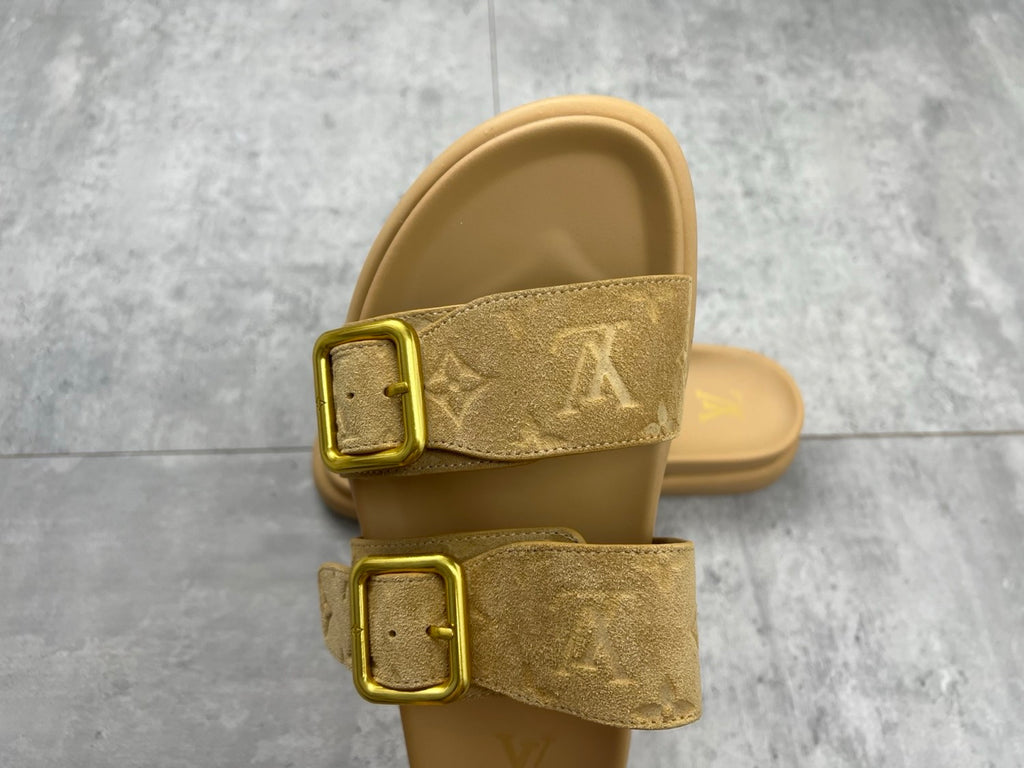 Louis Vuitton Men's Summer Solid Color Classic Fashion Casual Logo Print Slippers Round Toe Flat Mule Shoes #78169