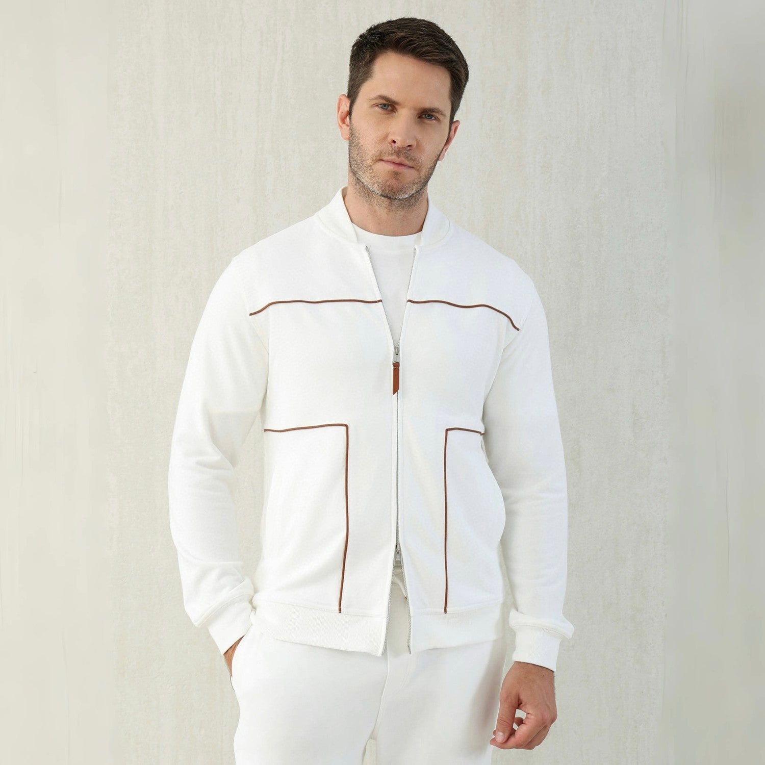 Brunello Cucinelli Men's Spring and Autumn Hooded Long Sleeve Cotton Casual Sports Sweatshirt Zipper Long Sleeve Jacket Ngvp #1766
