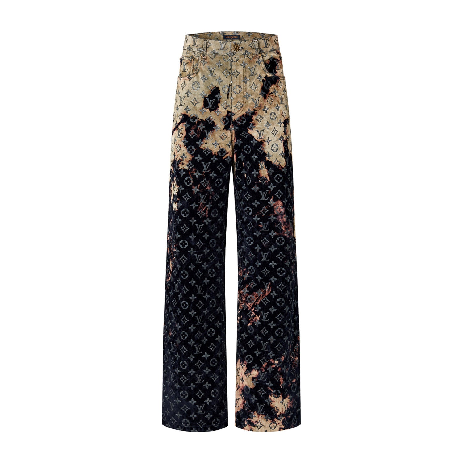 Louis Vuitton Men's Autumn and Winter Pattern Printed Lapel Single Breasted Denim Jacket Jeans Pants Set Suit #97775