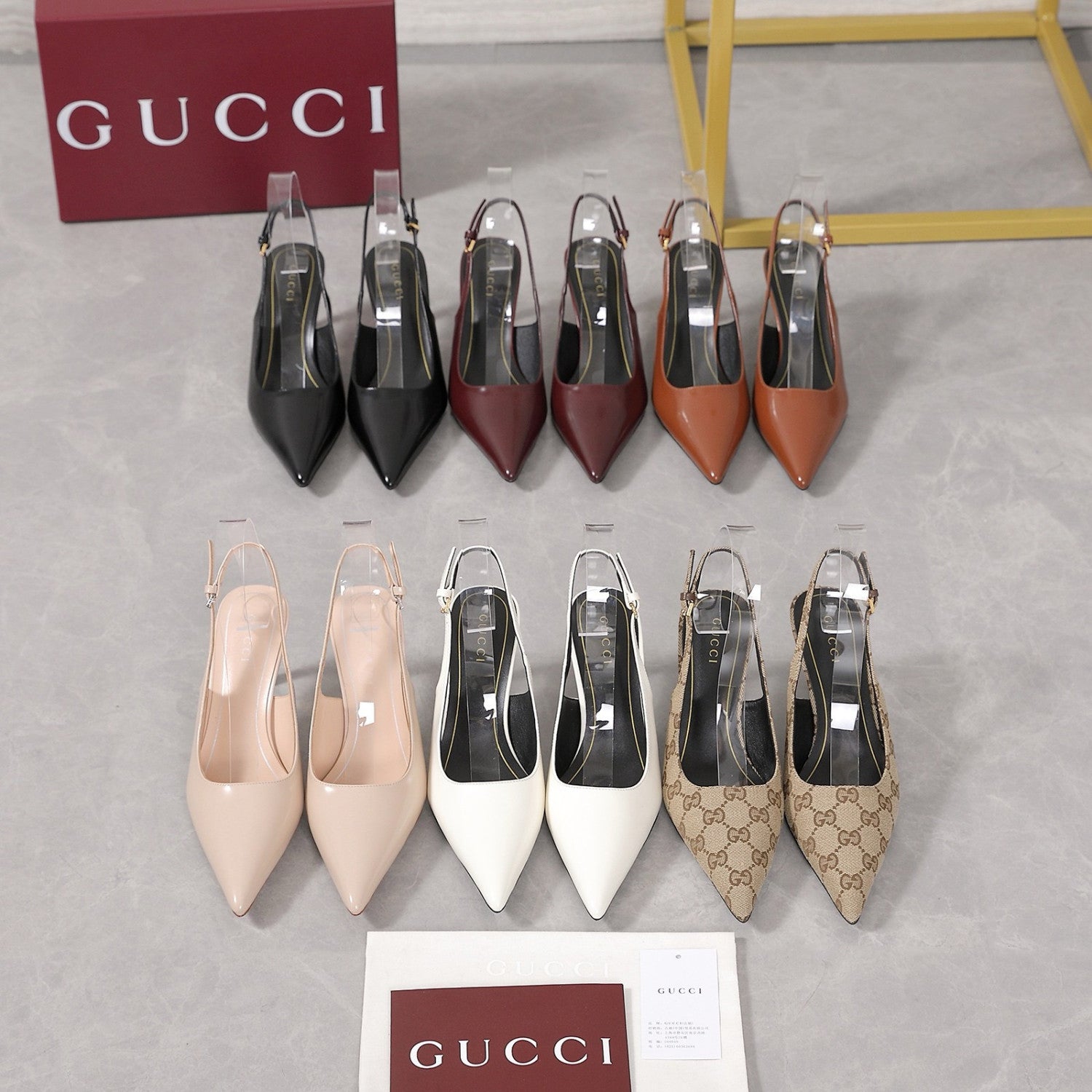 Gucci Cowhide Chain Decoration Horseshoe Heel Sandals #387647