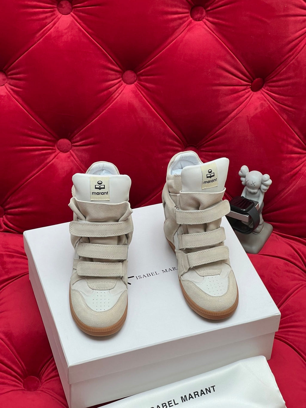 Isabel Marant Women's Autumn and Winter Solid Colour Velcro Round Toe High Top Suede Leather Casual Sneakers Shoes #76685
