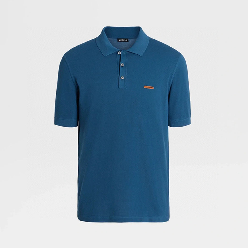 Ermenegildo Zegna Men's Summer Solid Color Breathable Beaded Cotton Fabric Polo Neck Short Sleeve T-Shirt #76929