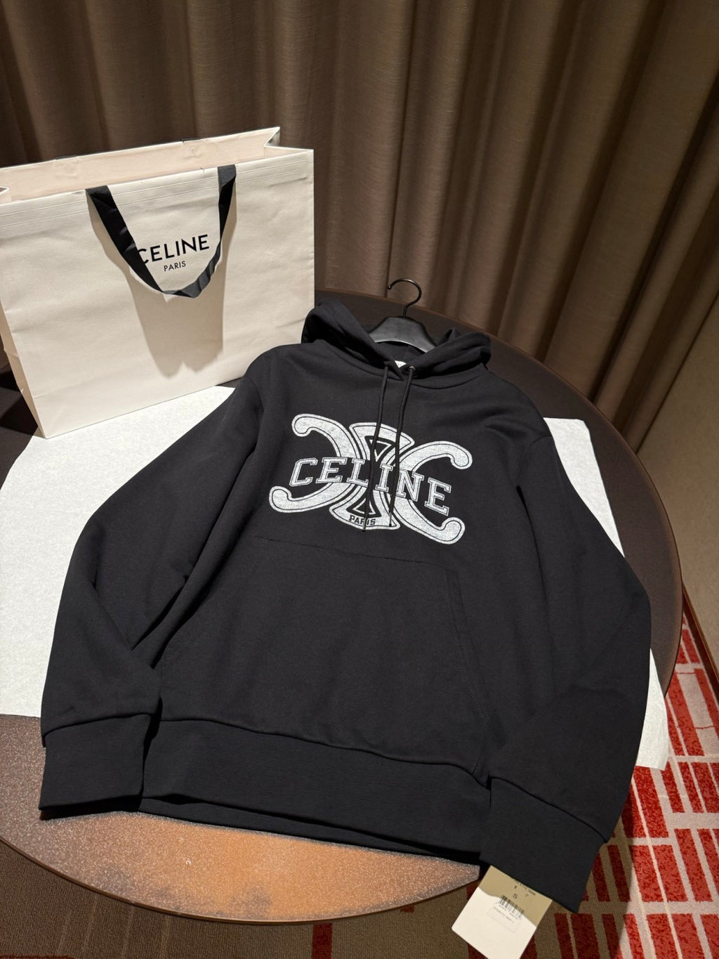 Celine Men's And Women's Spring/Fall Fashion Casual Solid Color Letter Print Hooded Pullover Oversized Long Sleeve Sweatshirt #78632