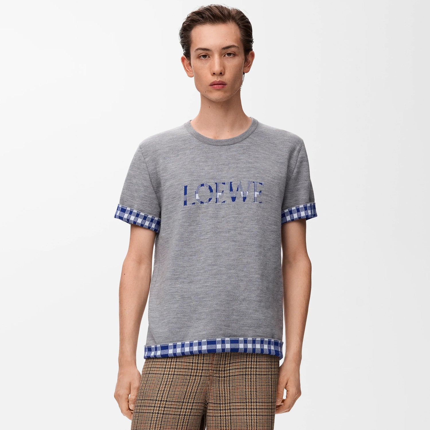 Loewe Men's And Women's Summer Fashion Casual Crew Neck Pullover Short Sleeve Knit T Shirt with Turned Up Sleeves T-shirt #79298
