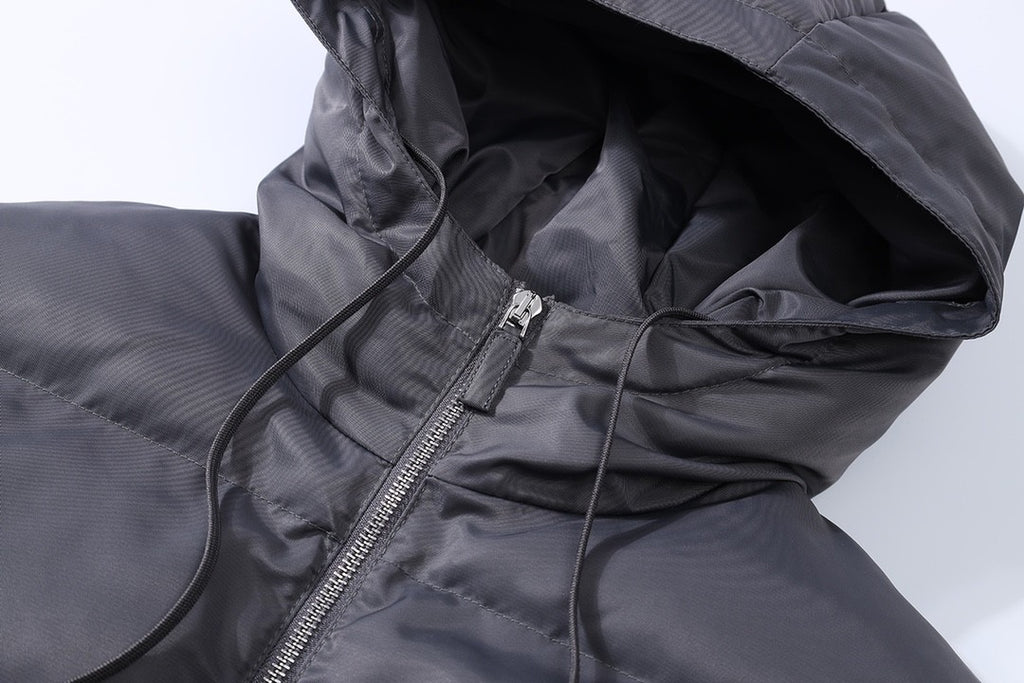 Prada Men's Autumn and Winter Solid Color Hooded Zipper Long Sleeve Puffer Down Jacket #73319