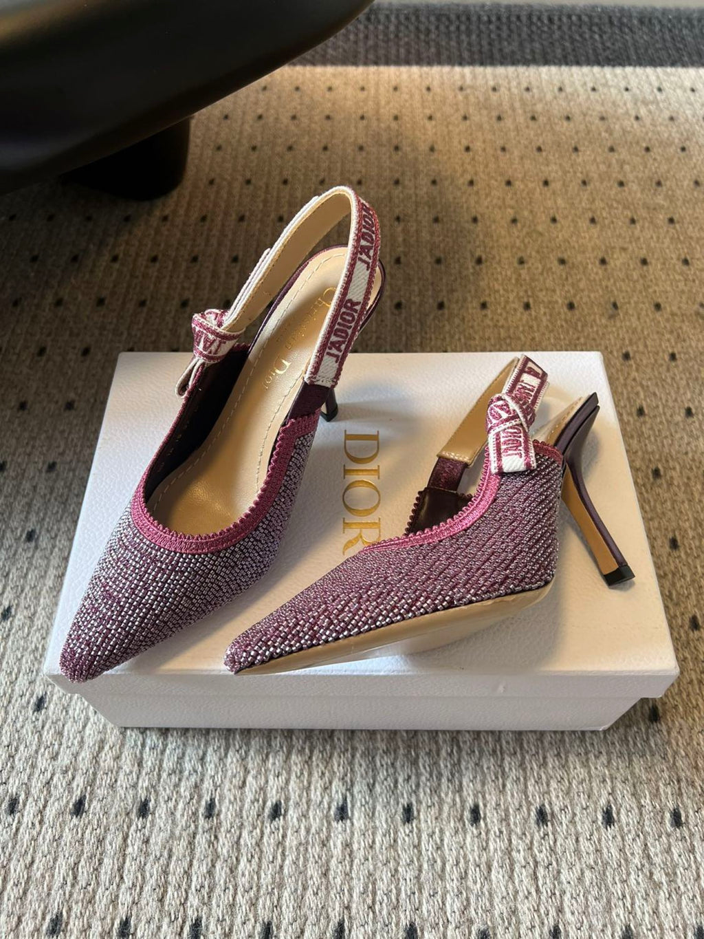 Dior J'Adior Women's Summer Solid Color Beaded Pointed Toe 10cm High Heel Sandals Shoes #77656