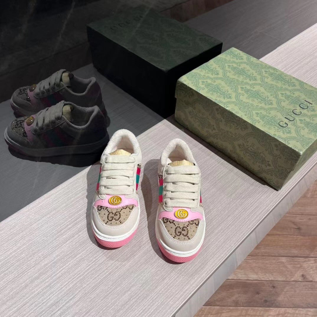 Kid's Gucci Four Seasons Logo Print Low Top Casual Sneakers Shoes #36627
