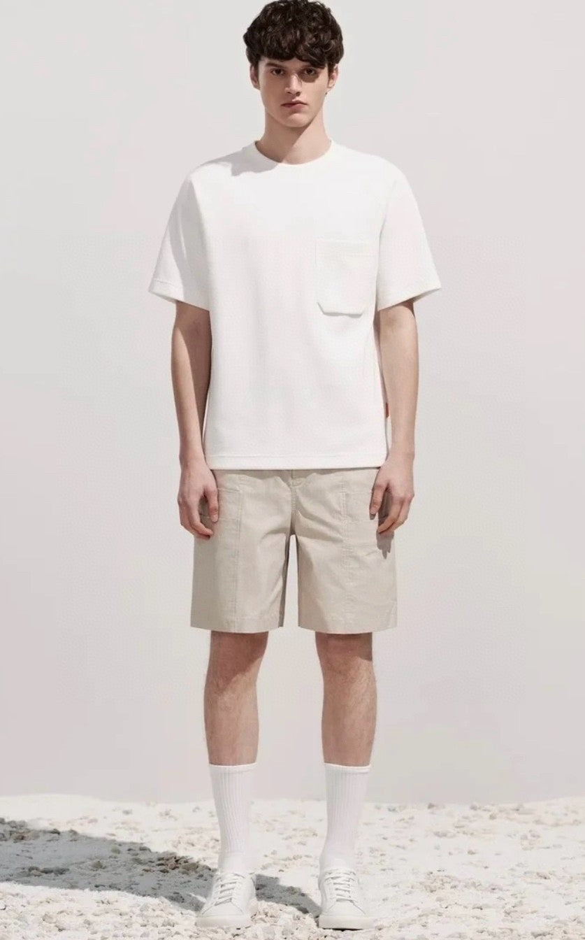 Louis Vuitton Men's Summer Solid Colour Pocket Round Neck Cotton Short Sleeve T-Shirt #74562