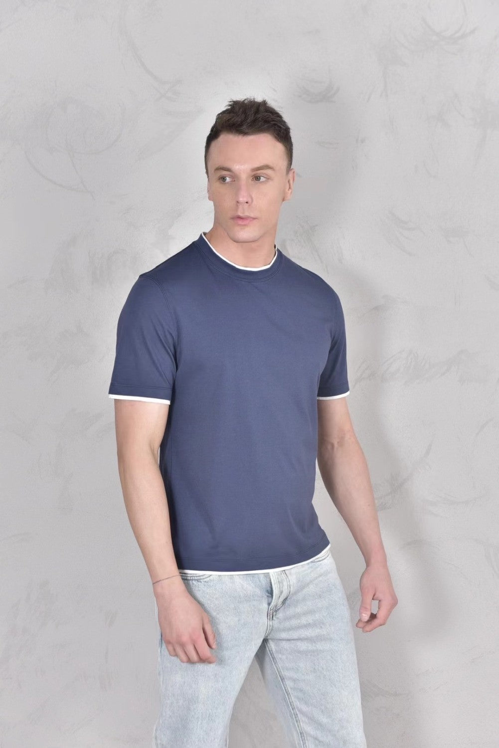 Brunello Cucinelli Men's Spring And Summer Fashion Trend Color Blocking Classic Short-sleeved Comfortable Positive Shoulder Round Neck T-shirt Tops #99379