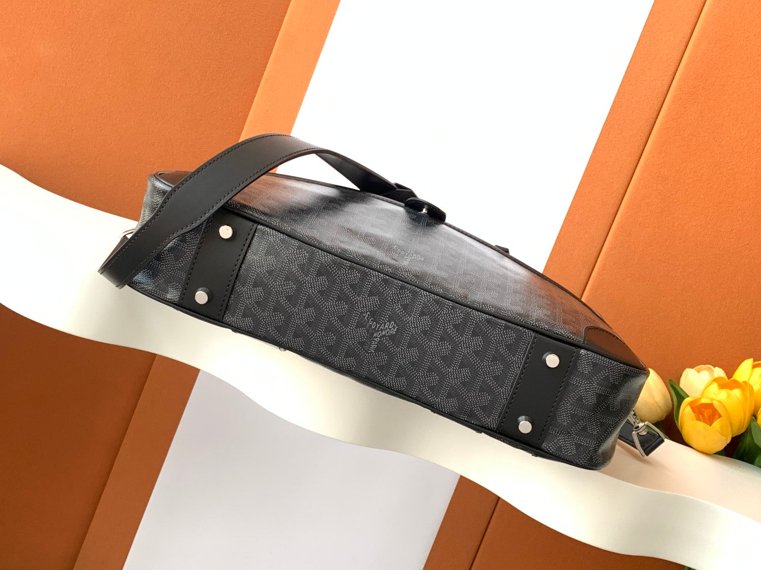 GOYARD Ambassade Men's and Women's Solid Color Letter Print Zipper Closure Cowhide Leather Handbag Briefcase Bag Bags #77228