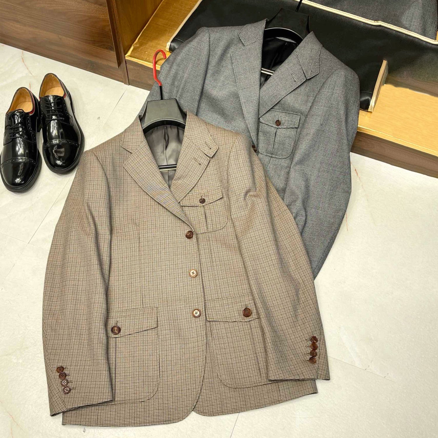 Loro Piana Men's Spring And Fall Wool Bird's-eye Jacquard Suit Jacket Fashion Temperament Lapel Single-breasted Jacket Ngvp #8228