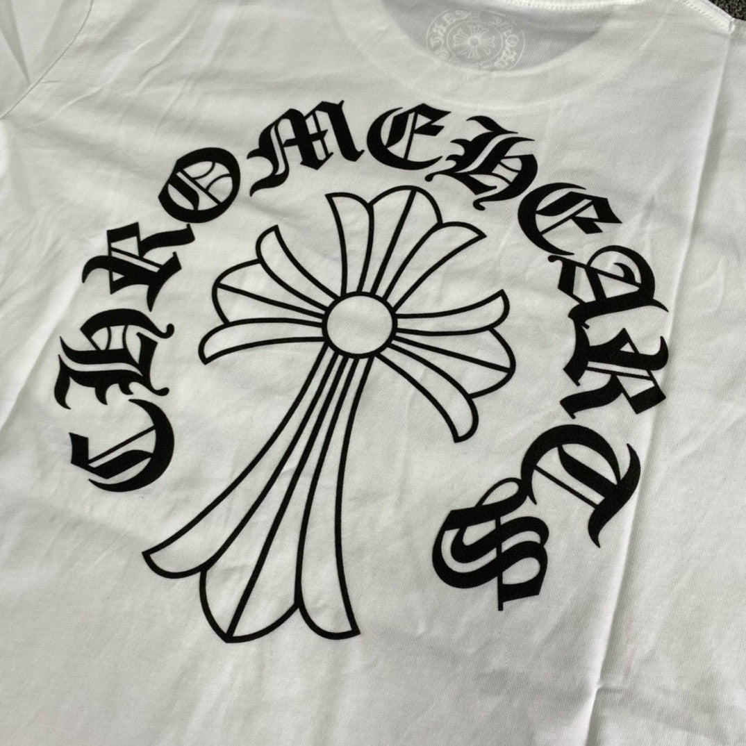 Chrome Hearts Men's Summer Solid Color Cross Print Round Neck Cotton Short Sleeve T-Shirt #77173