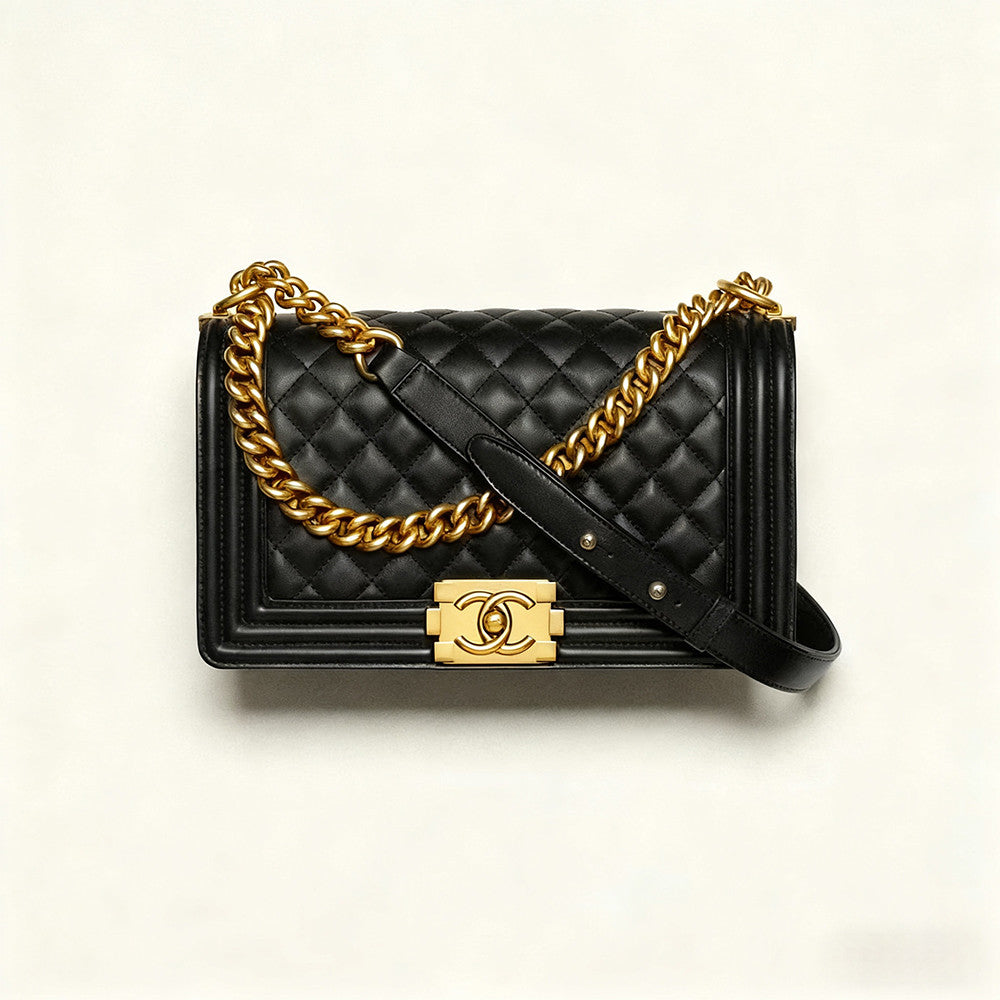Chanel LeBoy Chanel Bag Calfskin Ruthenium Plated Metal #333120