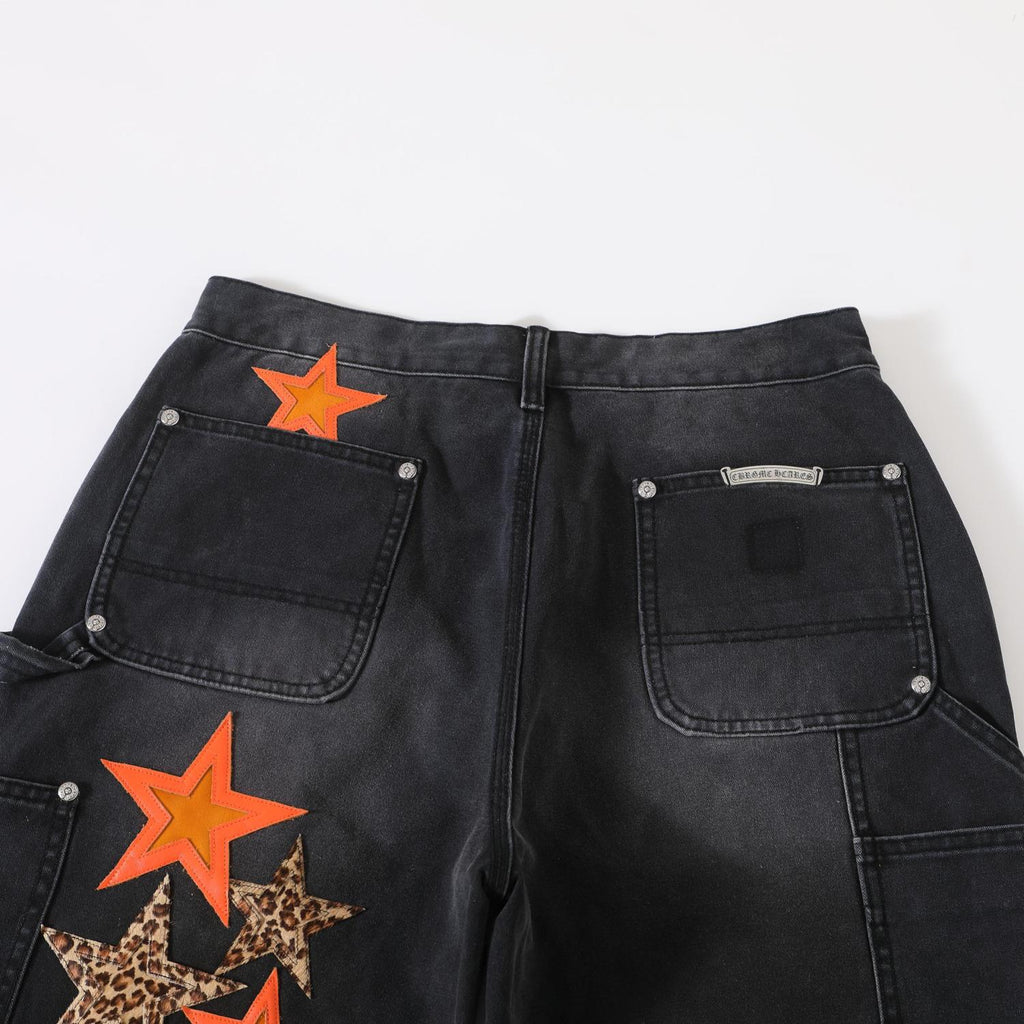 Chrome Hearts Men's And Women's Spring/Fall Fashion Casual Waist Button Star Icon Vintage Washed Carhartt Work Pants #79519
