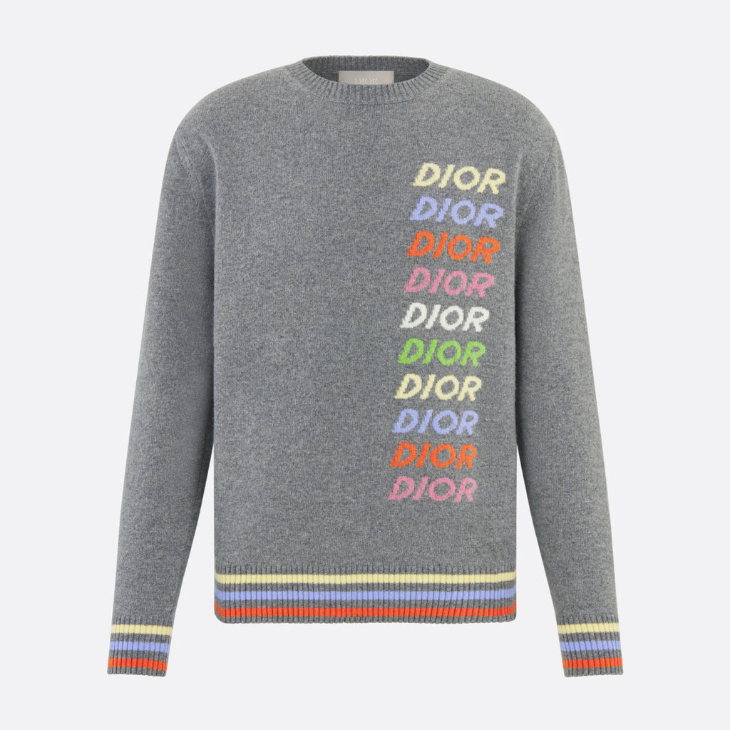 Dior Men's Spring & Autumn Colorful Logo Letter Embroidery Crew Neck Cashmere Sweater Pullover #97942