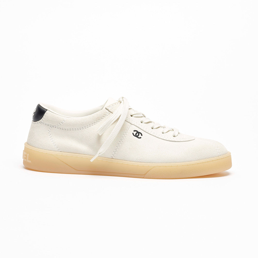 CHANEL Sneakers Suede Calfskin Calfskin White Black #381214