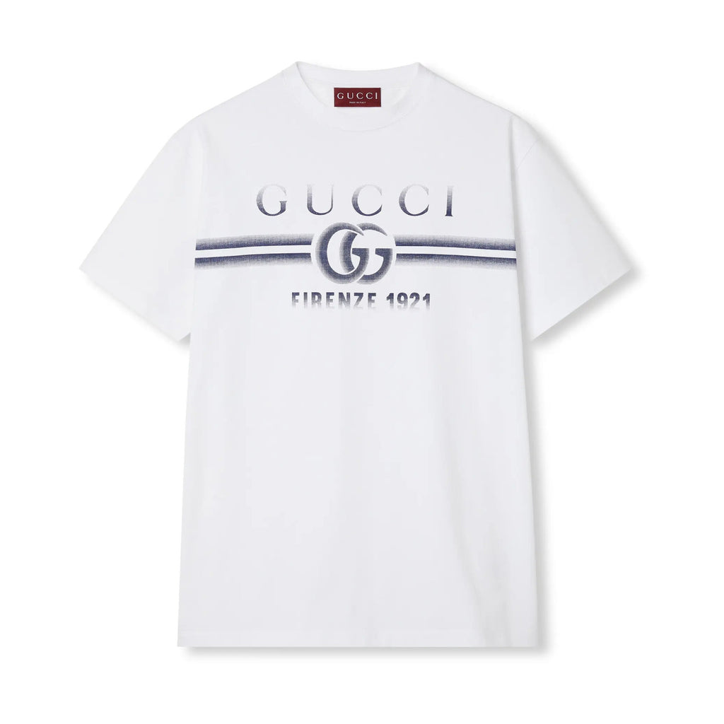 Gucci Men's Summer Letter Logo Print White Round Neck Short Sleeve T-Shirt #72297