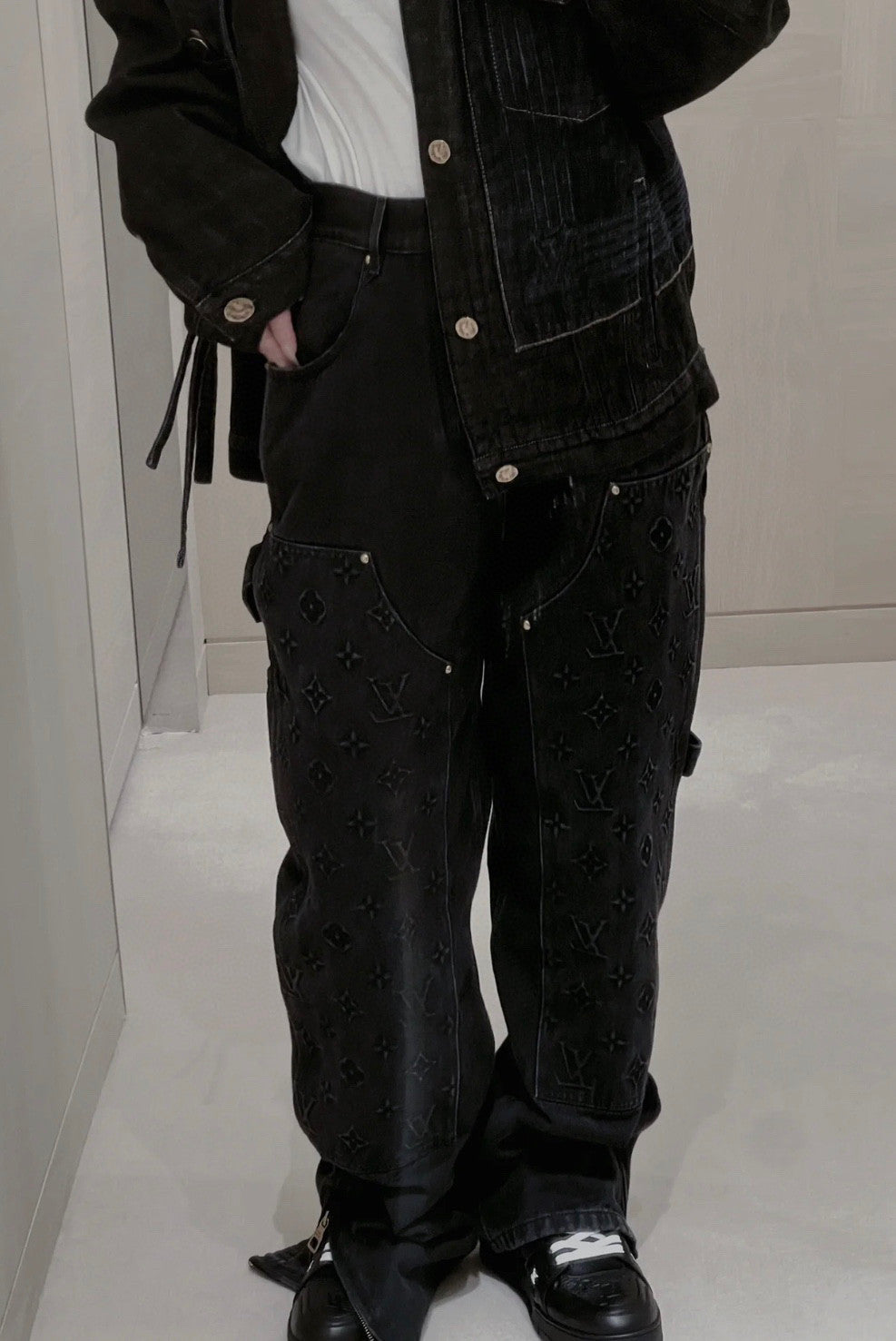 Louis Vuitton Denim Buckle Up Jacket And Pants Set #22157