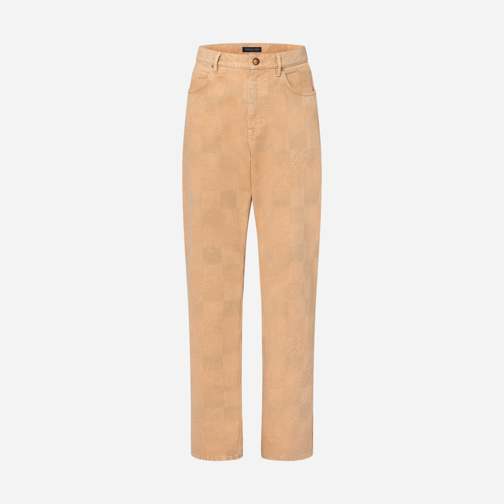 Louis Vuitton Men's Spring And Autumn Damier Collarless Cotton Lettered Jacquard Workwear Jacket Casual Solid Color Work Pants #71922