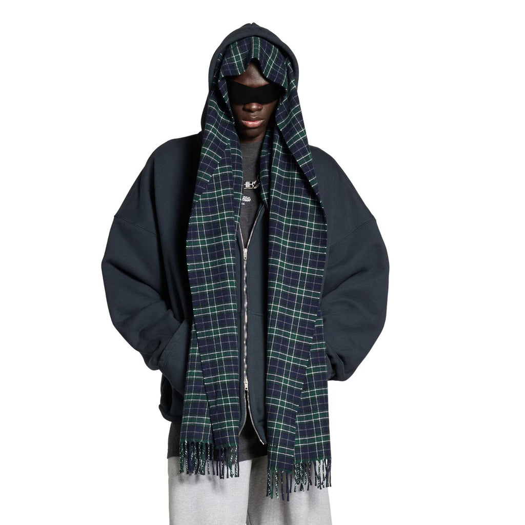 Balenciaga Men's Spring And Autumn UNITY Sports Logo Plaid Scarf Zipper Loose Solid Color Long Sleeve Hoodie Sweatshirt Jacket Ngvp #9481
