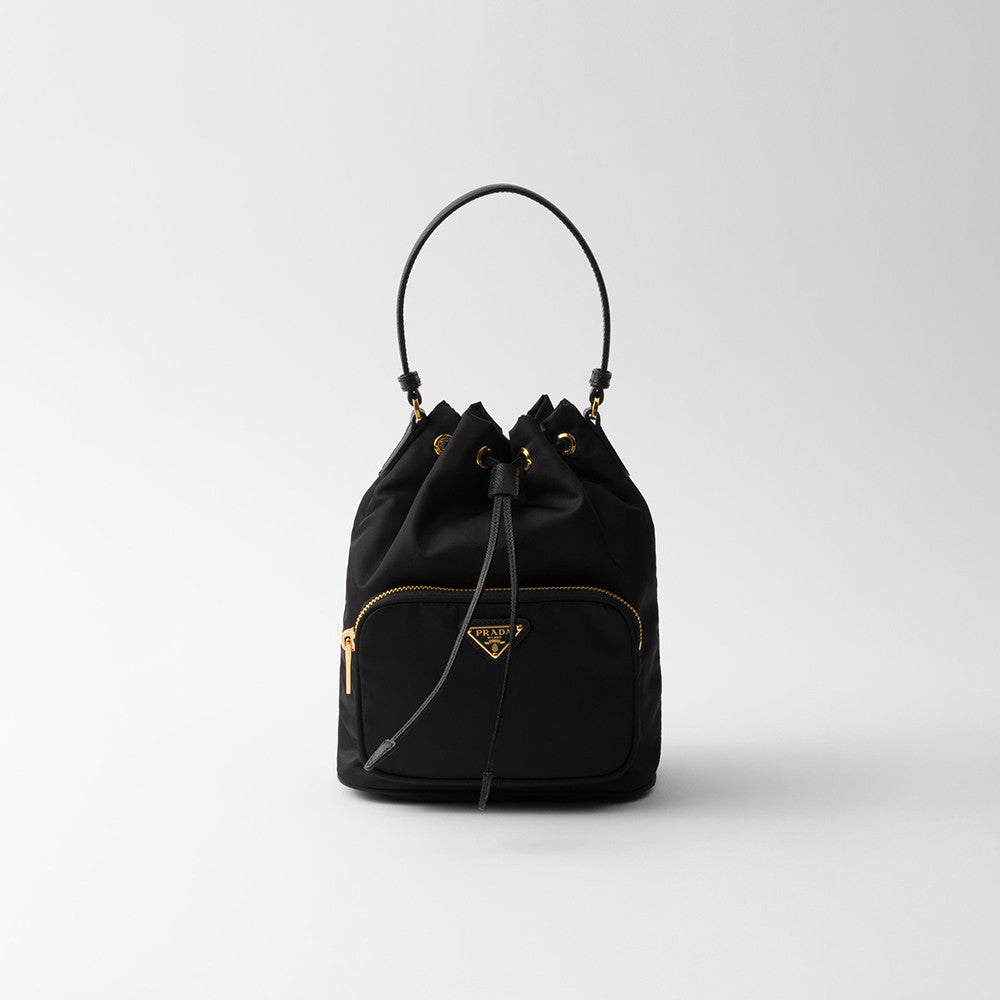 Prada Duet Recycled Nylon Bucket Bag Drawstring Closure Shoulder Bag #332667