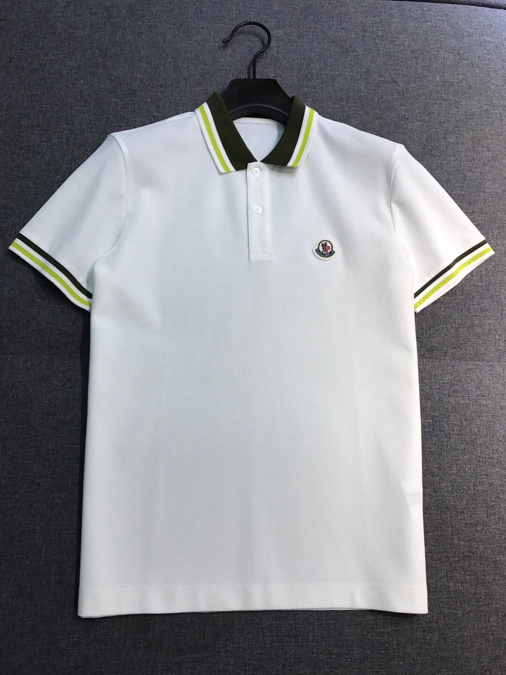 Moncler Men's Summer Embroidered Letter Print Polo Neck Solid Color Short Sleeve T-Shirt #76714
