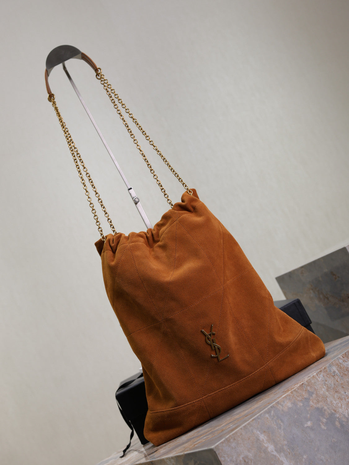 SAINT LAURENT JAMIE POCHON Women's Solid Colour Suede Leather Metal Chain Tote Shoulder Bag Bags #76824