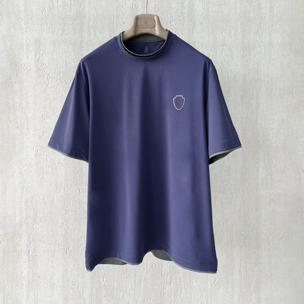 Brunello Cucinelli Men's Summer Solid Color Round Neck Cotton Short Sleeve T-Shirt #76355