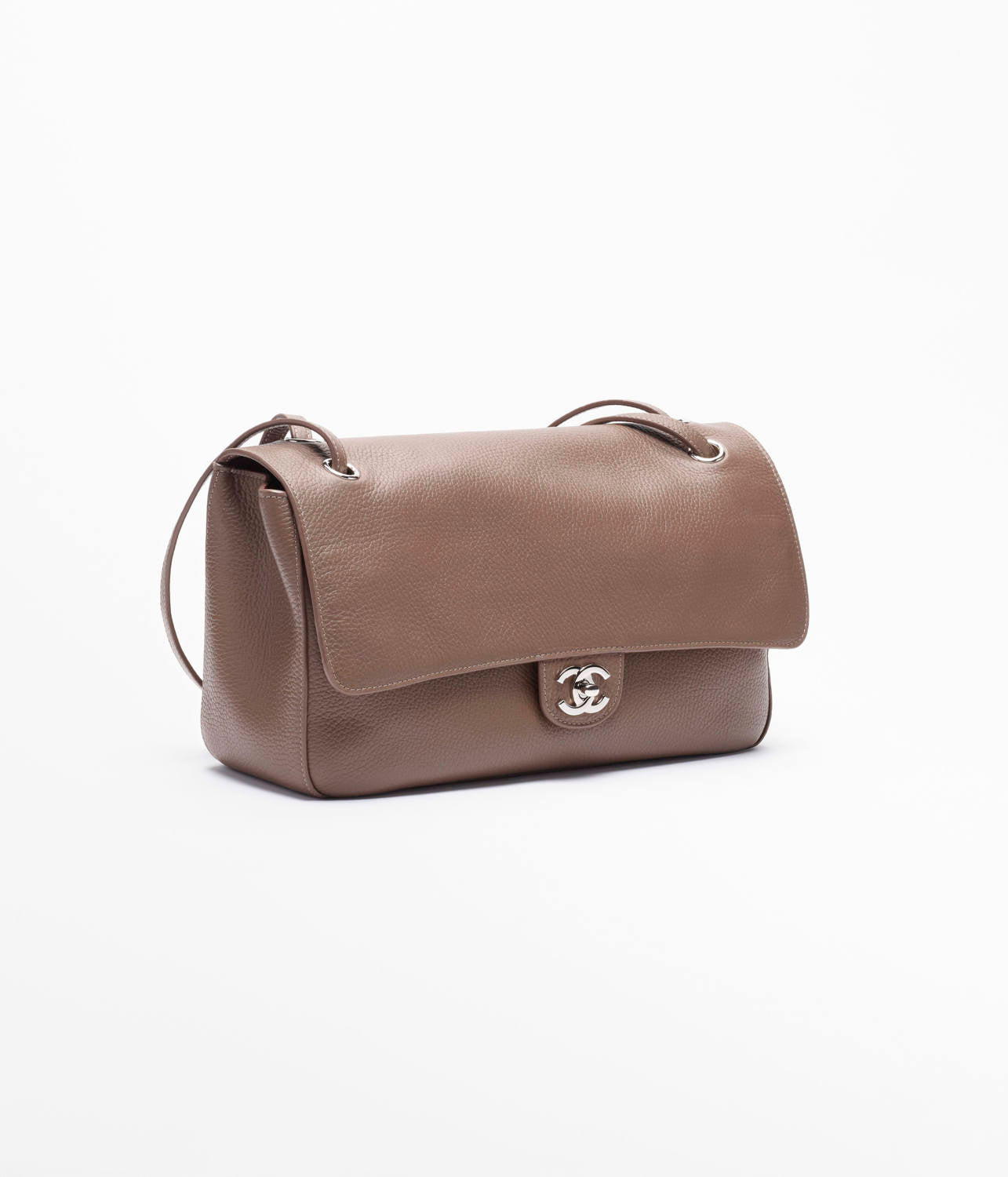 Chanel Maxi Flapbag Grained Calfskin Silver Metal #378922