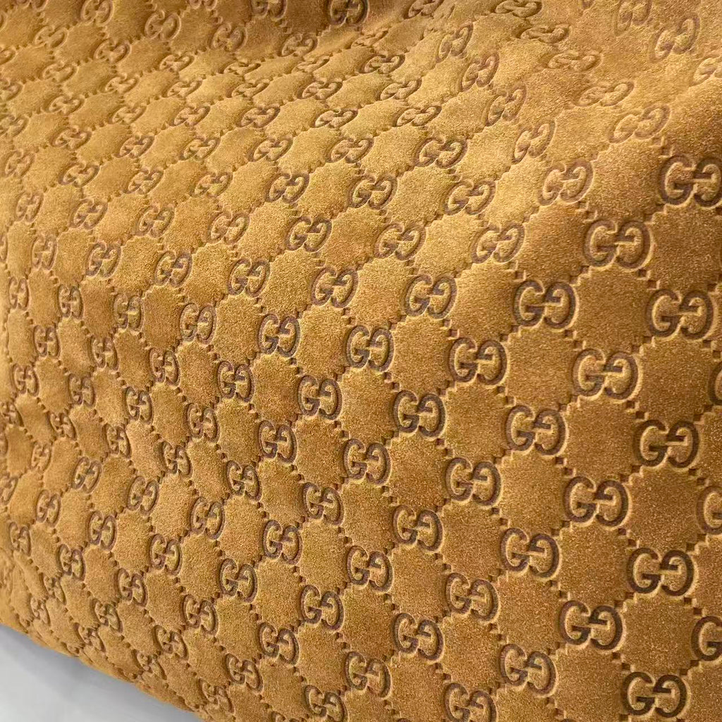 Gucci Beatrix Large Tote Bag Brown Gg Suede Material Gold Horseneck Buckle Shoulder Backpack Exquisite And Elegant Women's Bags #193451