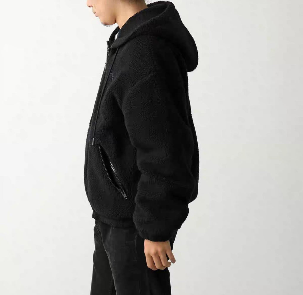 Celine Hooded Jacket in Wool and Cotton Fleece #333474