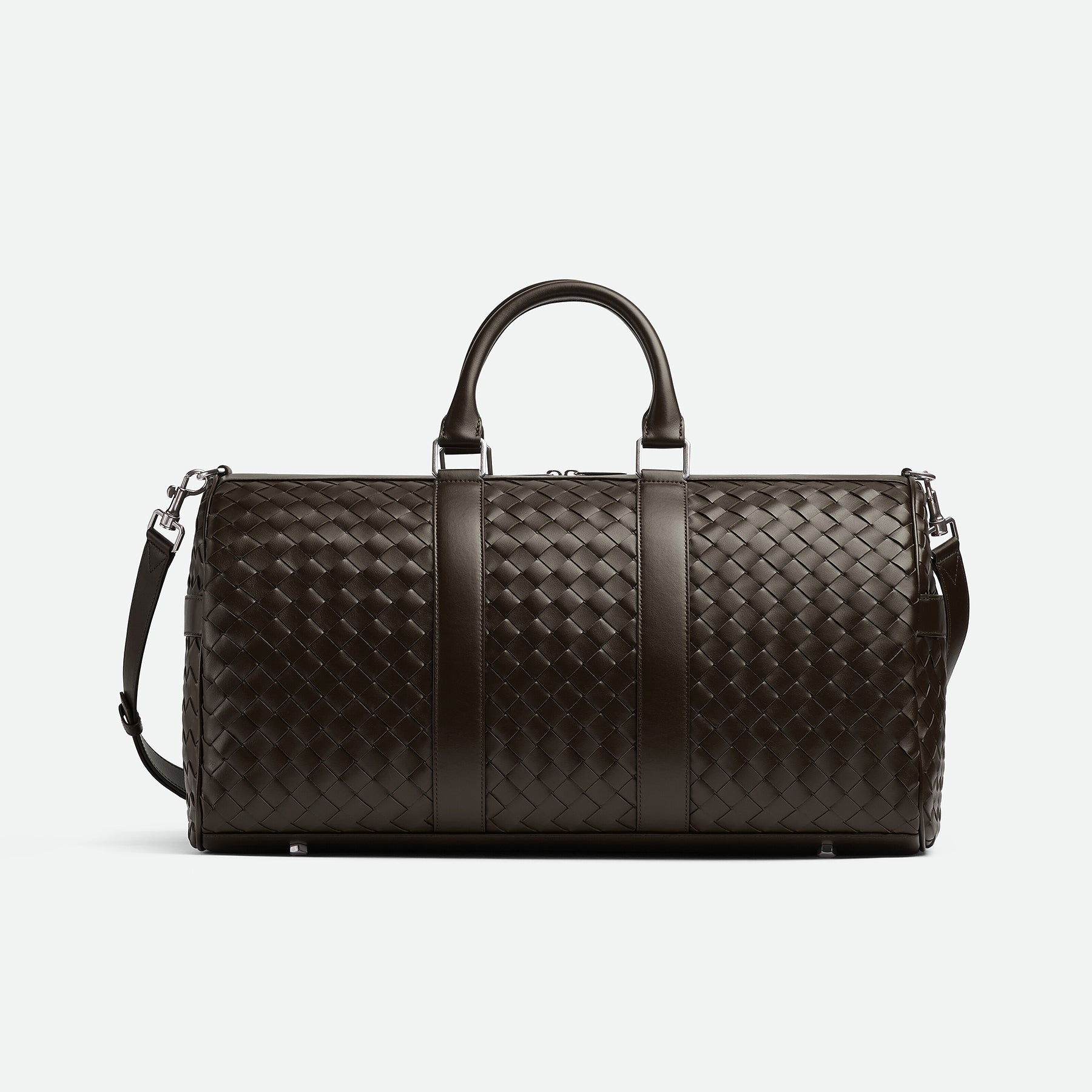 Bottega Veneta Intrecciato Men's Solid Color Adjustable Detachable Shoulder Strap Woven Calfskin Travel Bag #77472