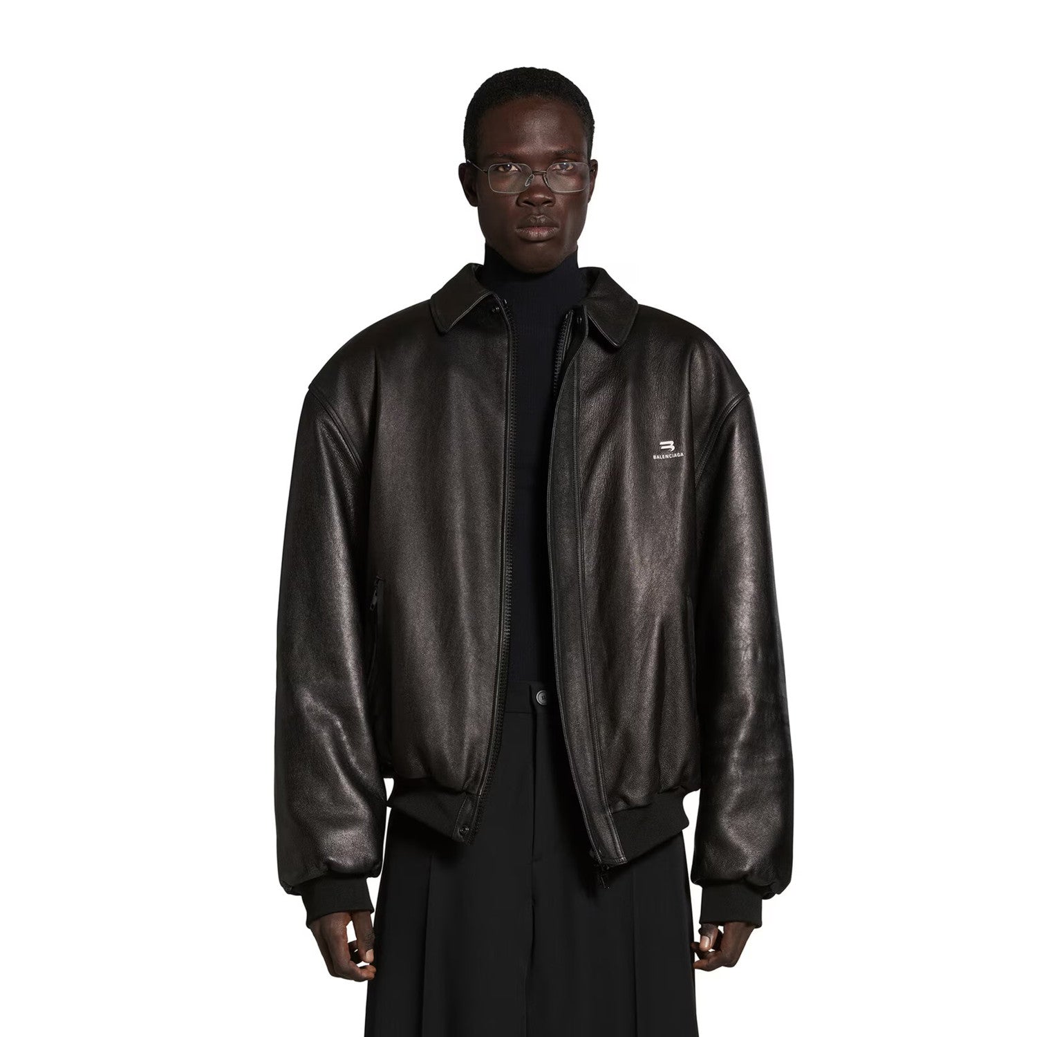 Balenciaga Men's Women's Spring. Autumn And Winter Sporty B Shearling Jacket Solid Color Logo Embroidery Lapel Casual Loose Sheepskin Coat #71822