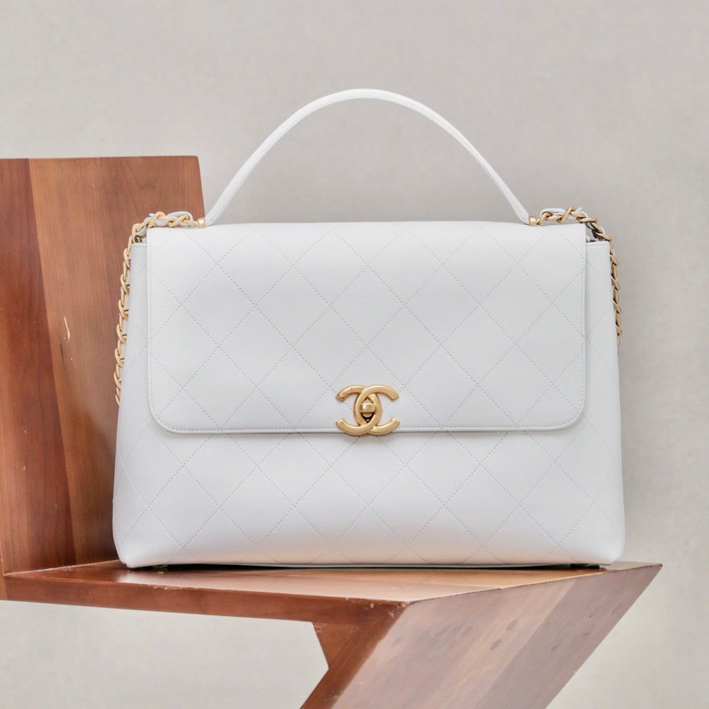 Chanel Women's Fashion Classic Solid Color Diamond Quilted Handle Top Closure Briefcase Chain Bag Bags #78965