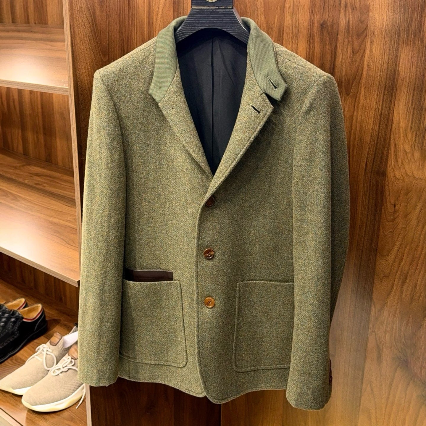 Ermenegildo Zegna Men's Spring/Fall Wool-Cashmere Blend Solid Color Stand Collar Workwear Zhongshan Suit Single-Breasted Long-Sleeve Pocket Jacket Ngvp #2528