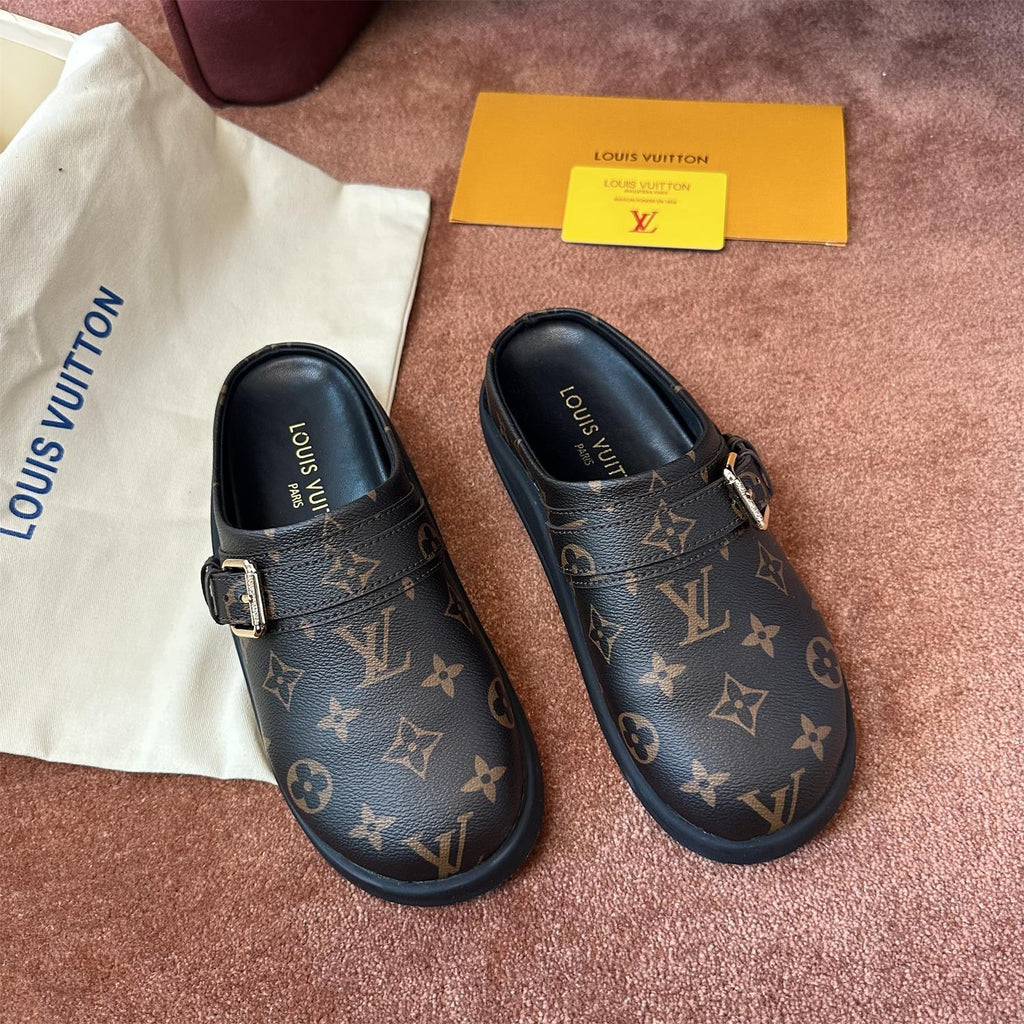 Louis Vuitton LV To-Go Comfort Women's Summer Alphabet Print Suede Leather Birkenstock Sandals Shoes #77536