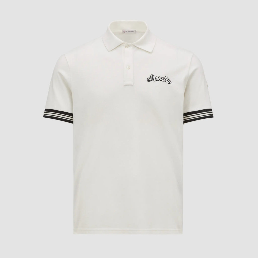 Moncler Men's Summer Embroidered Letter Print Polo Neck Solid Color Short Sleeve T-Shirt #75655
