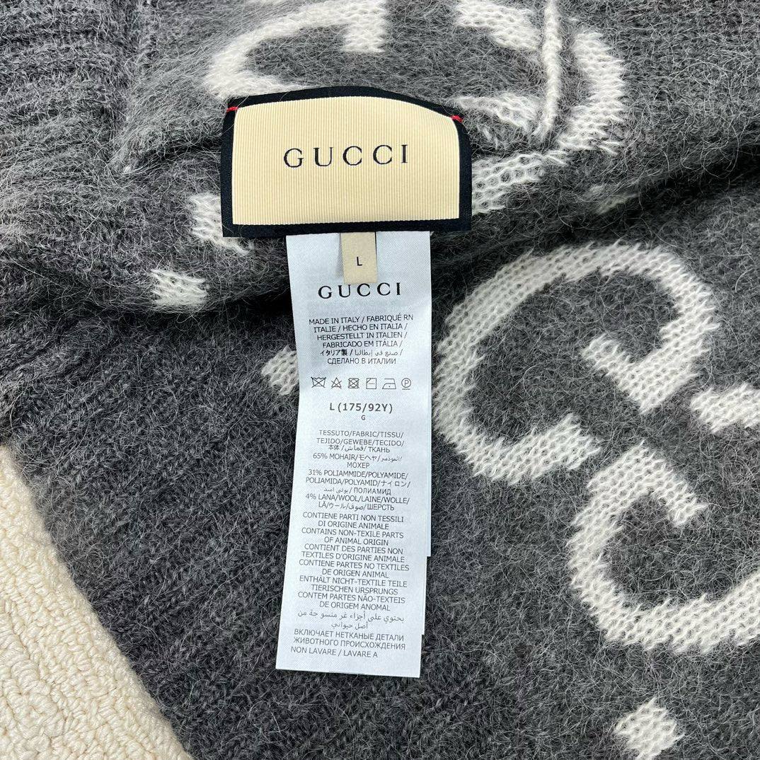 Gucci  Men's And Women's Fall/Winter Fashion Casual V-Neck Single Button Logo Classic Print Mohair Knit Cardigan #79418
