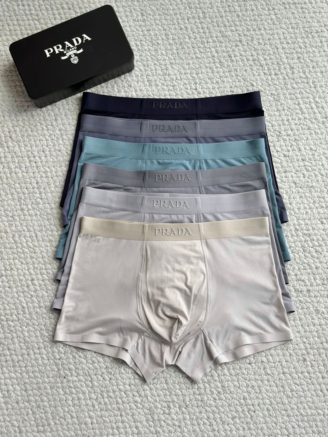 Prada Men's Modal Lightweight High Elastic Solid Color Breathable Boxer Shorts #333082